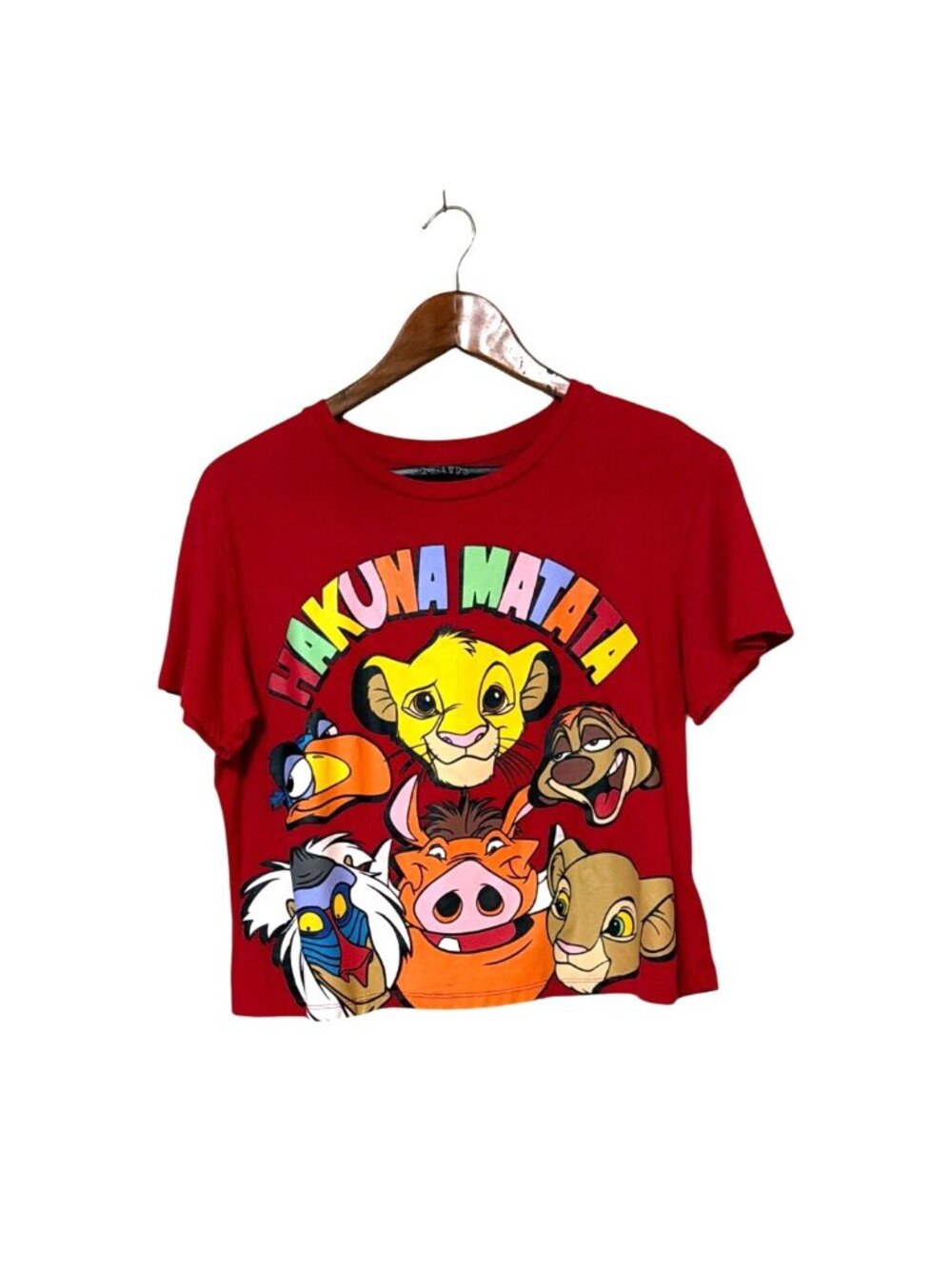 Disney Lion King Hakuna Matata Red Graphic T-Shirt XL Cotton Blend Short Sleeve